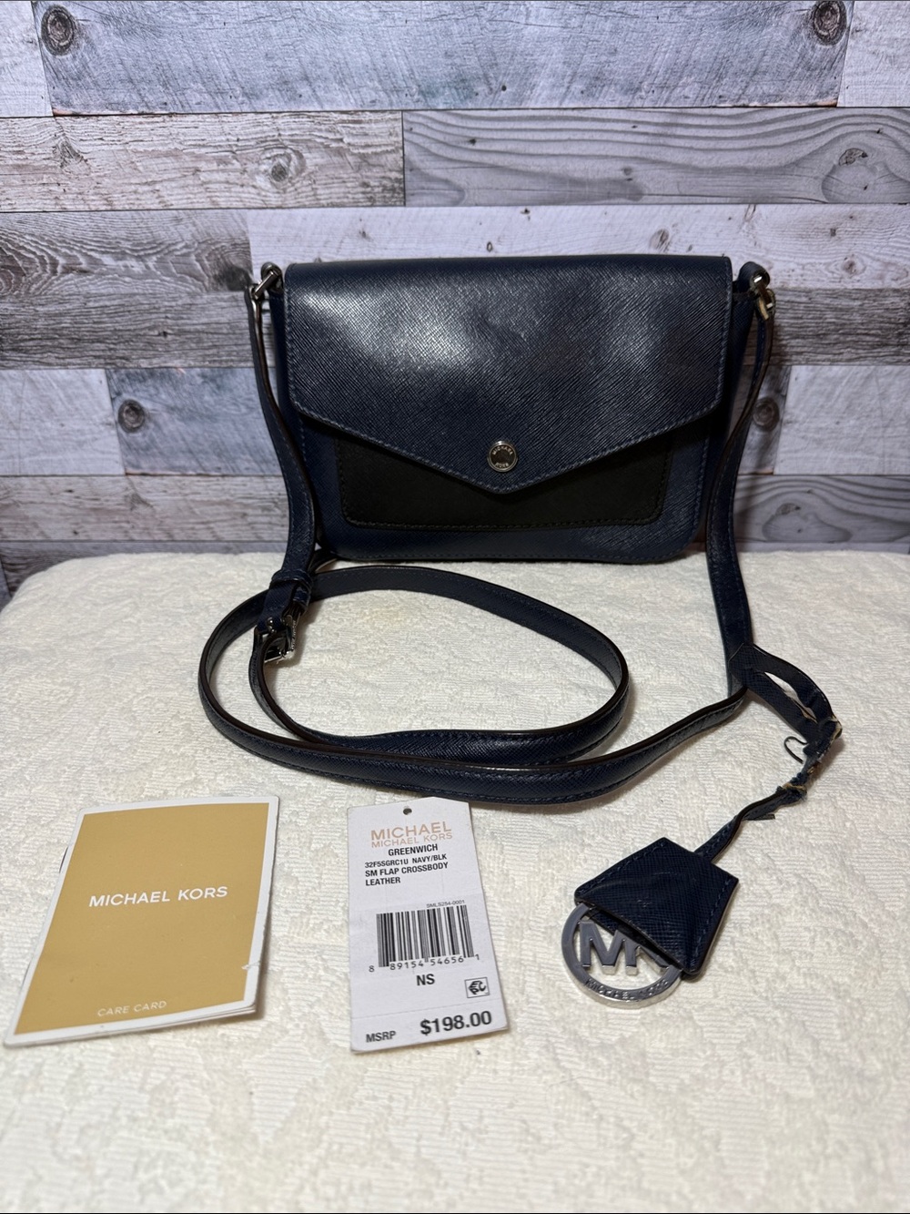 Michael Kors Navy & Black Saffiano Leather Crossbody Bag